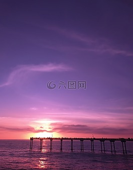 码头,日落,天空