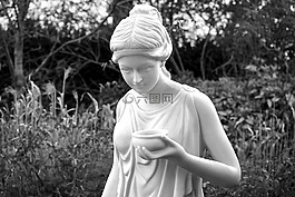 雕像,石,白