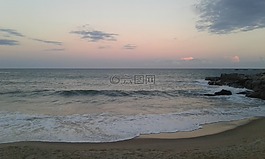 地平線,海灘,沙灘