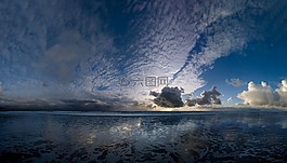 日落,云,藍色