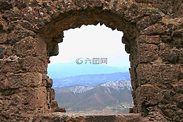 景观,窗口,石头