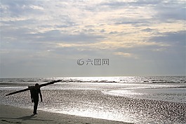 海灘,海,側(cè)