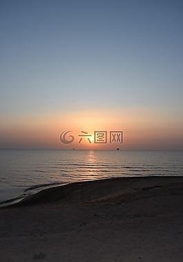 早上,黎明,海