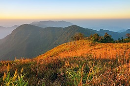 山,日出,天空