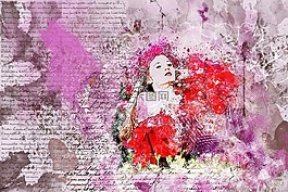 女孩,花圈,鲜花