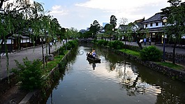 河,船舶,柳樹