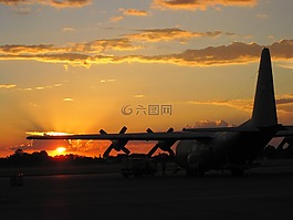 機(jī)場,飛機(jī),日落