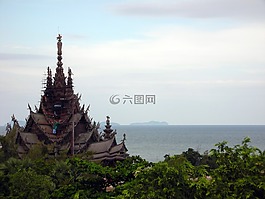 寺,海洋,泰國
