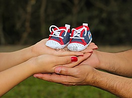 懷孕的女人,嬰兒,拖鞋