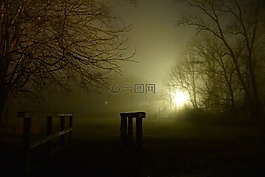 霧,夜,陰影
