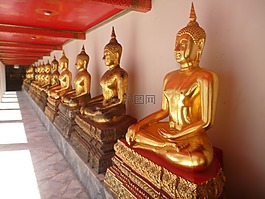 佛,地板,廟