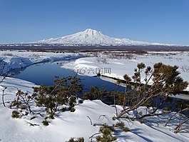 火山,山,河