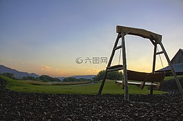 日出,擺動,木搖擺