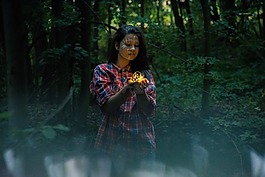 女孩,森林,野生