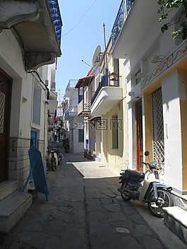 希臘,街頭,房屋