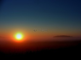 薄霧,太陽,東