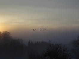 上午,日出,冬天