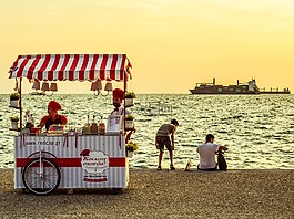 供應商亭,釀酒,海濱長廊