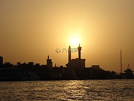 迪拜,日落,東方