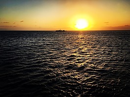 日落,加勒比海,海洋