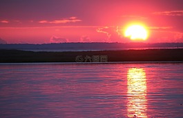 日出,水,太陽