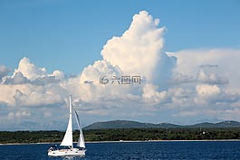 云,天空,帆船