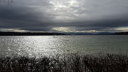 湖,云,山