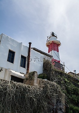灯塔,老,海