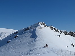徒步旅行,山,冬天