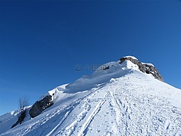 徒步旅行,冬天,山