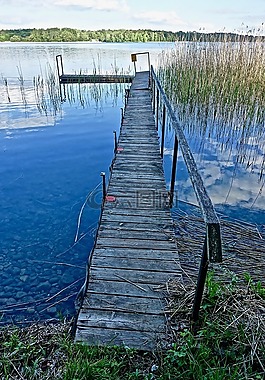 码头,木材,河