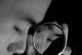 眼睛,黑白,鏡子