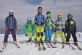 山,滑雪,孩子們