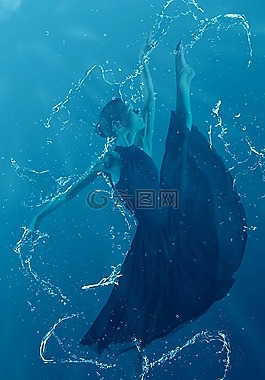 水下,女子,舞蹈家