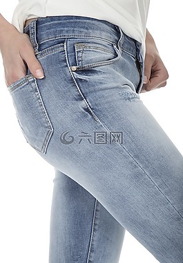牛仔褲,藍色,年輕的女孩