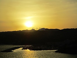 日落,太陽,海