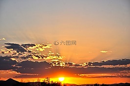 日落,天空,红色