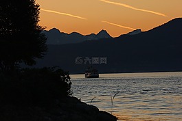 日落,海灘,海灘日落