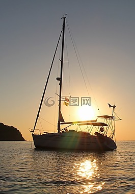 大自然,海,帆船