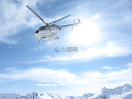 heliskiing直升机滑雪,加拿大阿拉斯加,直升机