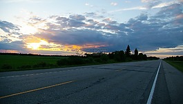 公路,日落,云