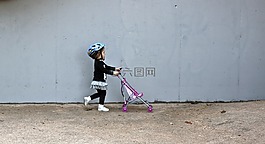 女孩,公園,播放