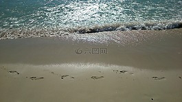 腳印,沙,太陽