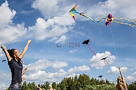 風箏,孩子們,女孩