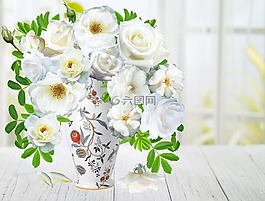 玫瑰,白,花