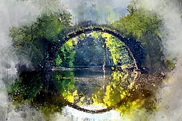 水彩,河,自然