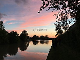 日落,船,和平