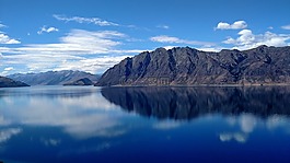 湖,鏡像,山