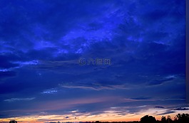 日落,云,藍色