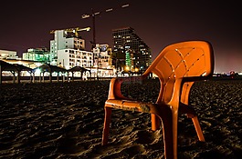 椅子,海灘,夜